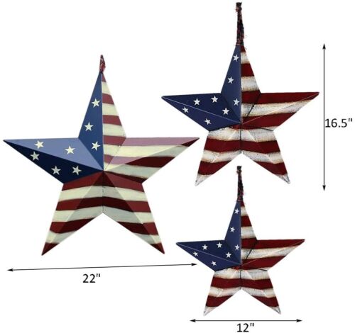 Ornaments 4th July Decoration Country Style (12"&16.5"&21") Patriotic Metal Star - Picture 2 of 5