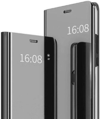 CLEAR VIEW FLIP COVER for LG K22 PLUS SLIM MIRROR CASE BLACK BOOK 360°