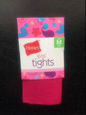 NEW HANES GIRLS FOOTED PINK TIGHTS SIZE MEDIUM