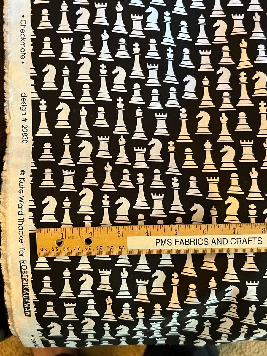 Checkmate Chess Fabric 100% Quilters Cotton Chess Board Game