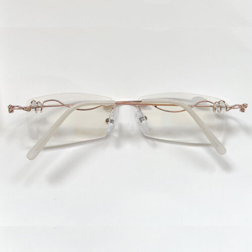 Women Rimless Reading Sun Glasses Blue Light Blocking Gradient Rectangle Readers - Picture 15 of 22