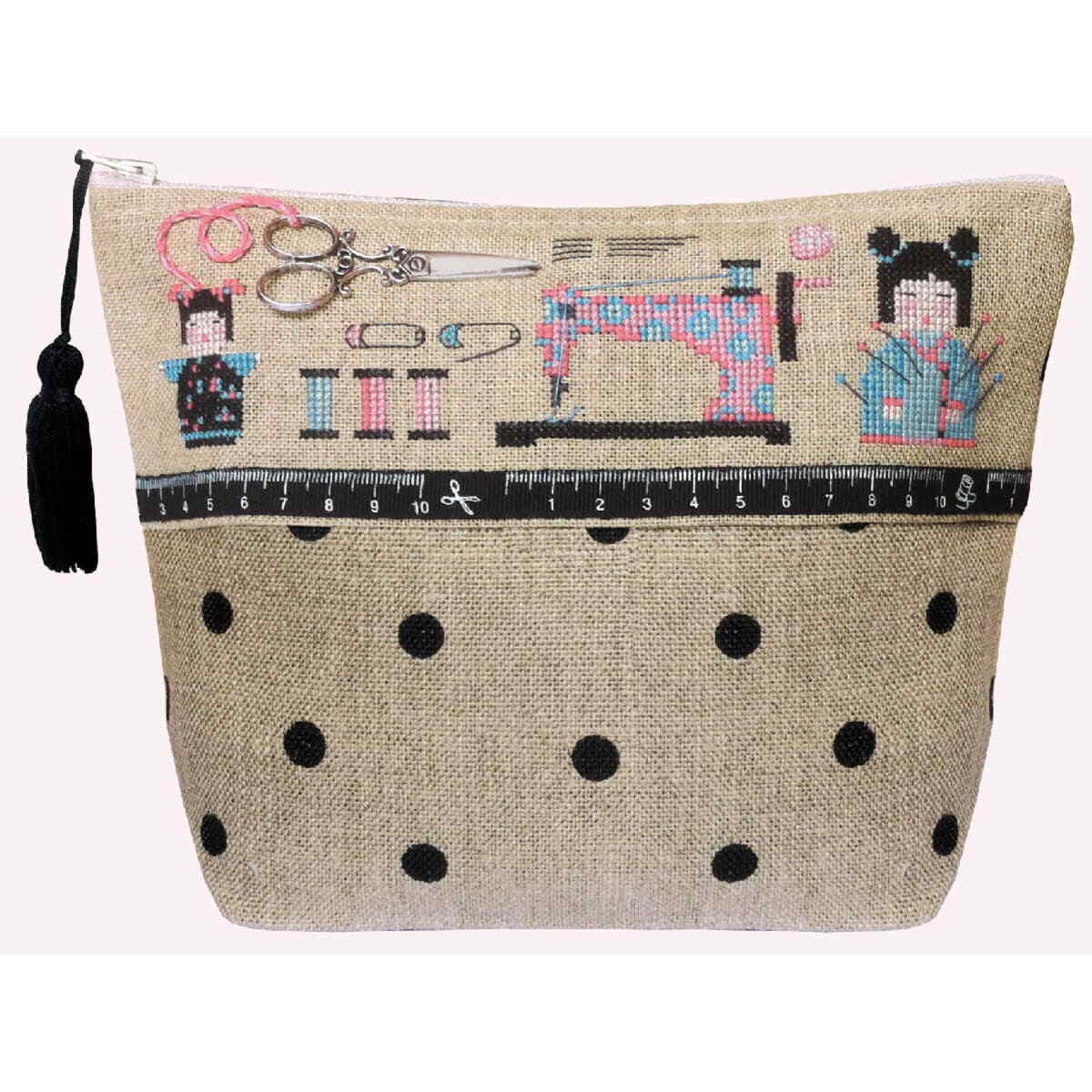 Le Bonheur des Dames bag counted cross stitch kit ""Pochette Couture Kokeshi"", 23