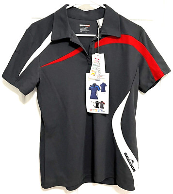 SEA DOO TEAM Women Black Silk Olympic Red White Pique Polo M North End NEW TAG