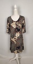Cato Black Colorful Paisley Shift Dress Metal Beaded Strappy Sleeve Women's XS.