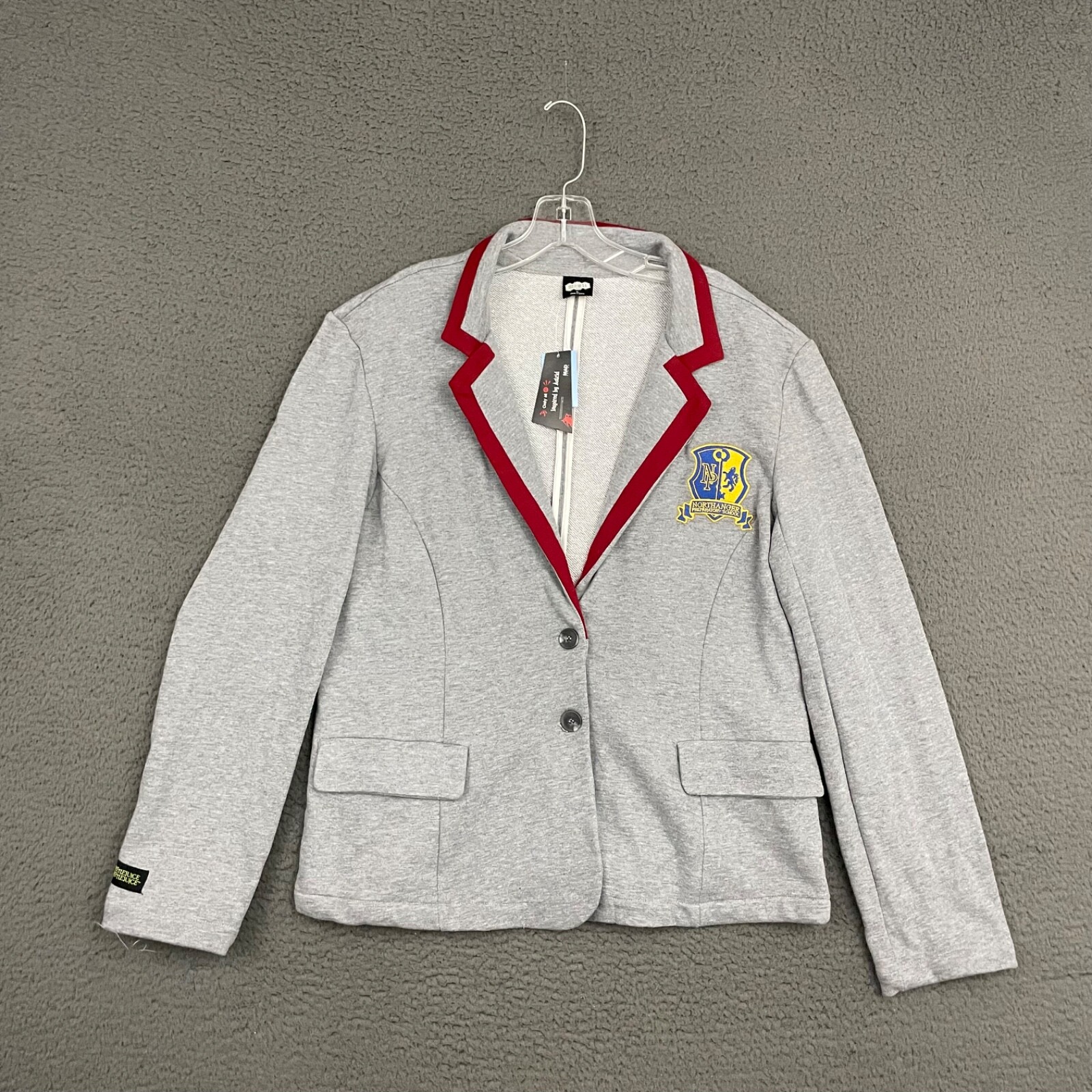Beetlejuice Blazer Jacket Womens XL Gray Button Up Astrid Movie Cosplay Preppy