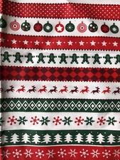 Red and green Christmas Stripe Motif Cotton Fat Quarter Snowflake Reindeer