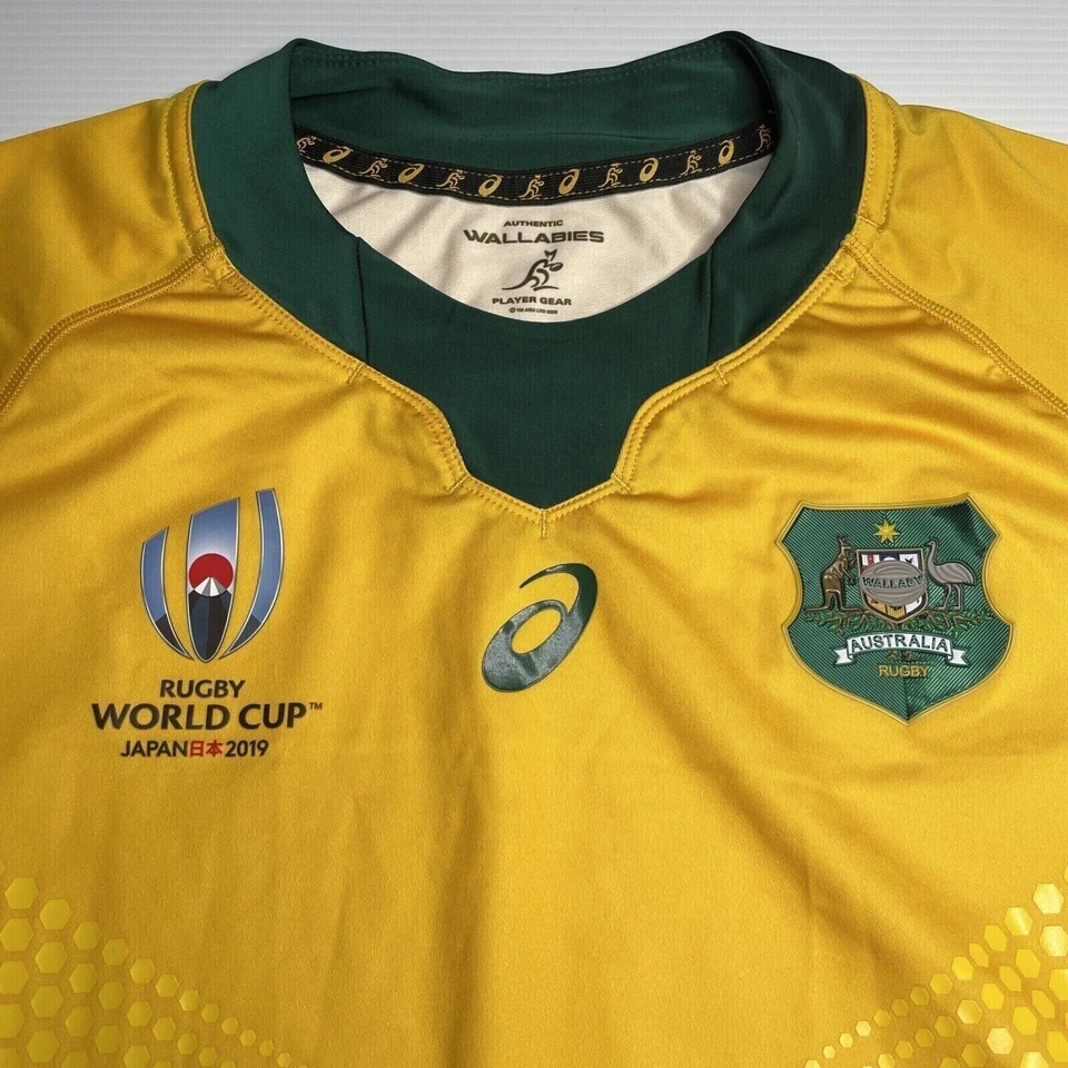 Camiseta deportiva amarilla Asics Wallabies Rugby World Cup Japón 2019 para mujer talla 2XL Foto 2 de 4