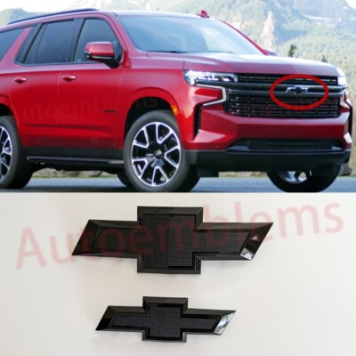 2021-2025 Suburban Tahoe Front & Rear 2PC Custom Gloss Black Bowtie Emblems