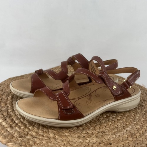Women's Revere Geneva Strappy Leather Sandals Size 10 Cognac Brown Arch New - Picture 5 of 14