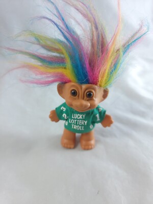 Vintage Russ Lucky Lottery Troll 3'' Figure Toy Doll Rainbow Hair