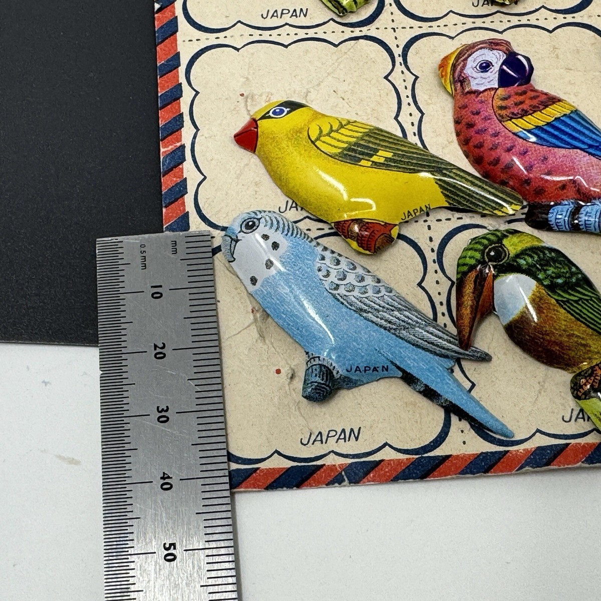 Vintage Lot of 12 Pin Tin Brooch Bird Pins made in Japan Badge