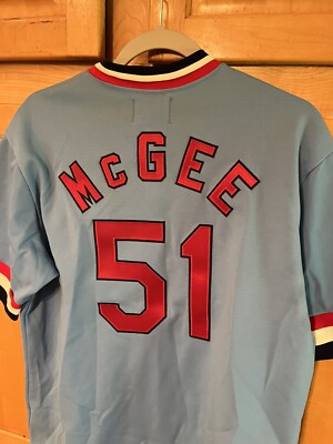 St. Louis Cardinals Willie McGee #51 Jersey Size 44 Sand Knit