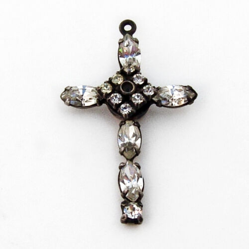 Lords Prayer Stanhope Cross Pendant Rhinestones Sterling Silver - Picture 1 of 2