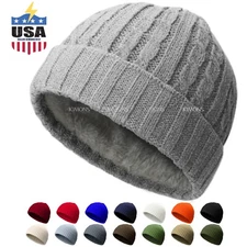Mini Fisherman Short Beanie Hat Ribbed Docker Winter Warm Knitted Skull Cap Cuff