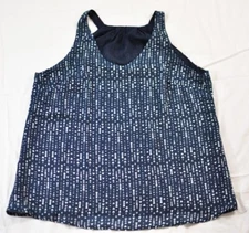 women's dressy flowing lined top racerback straps blue & white size medium new
