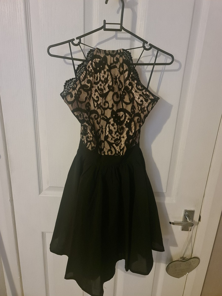 Lace Halterneck Little Black Dress Skater Prom occasion dress