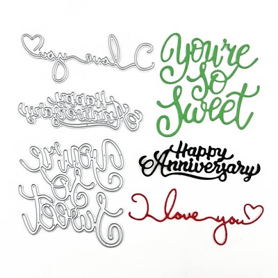 Metal Love You Happy Anniversary Blessing Words Die Cuts, You are So Sweet Gr...