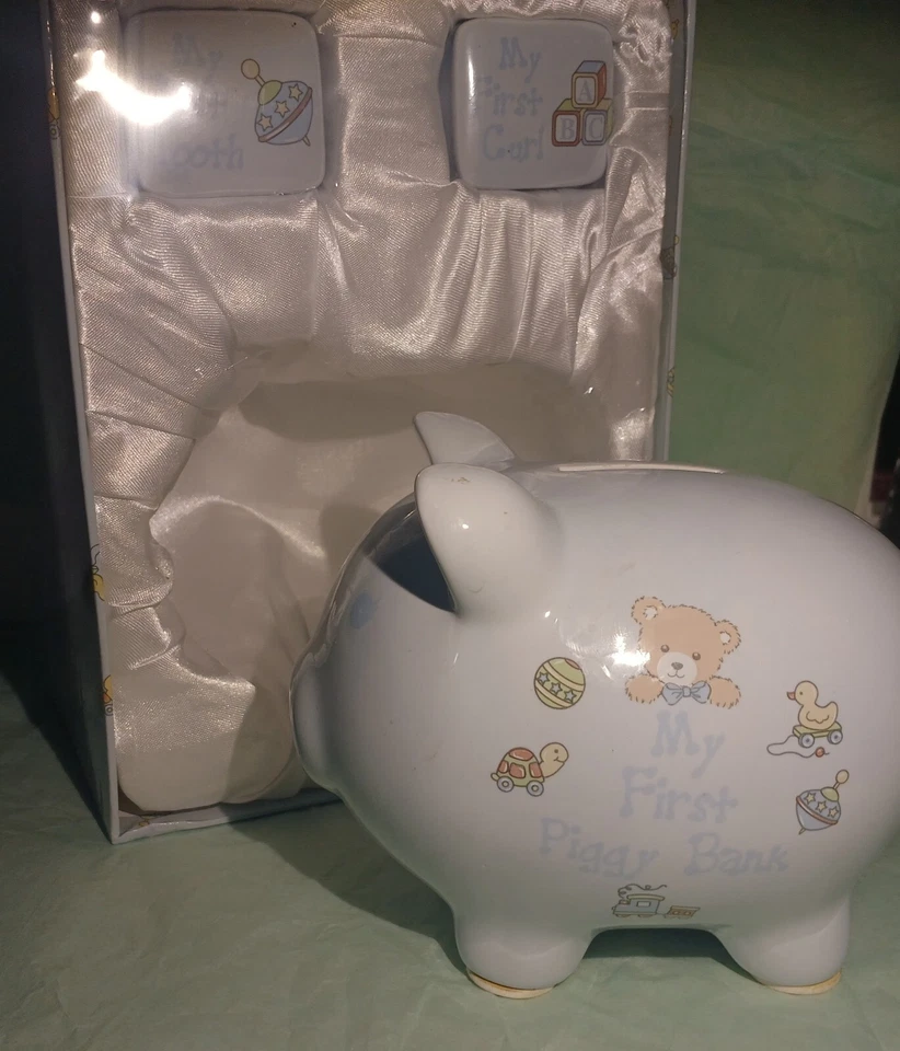 Baby Essentials 3 шт. синий керамический сувенир подарок для душа сгибание зуб копилка - Изображение 4 из 4