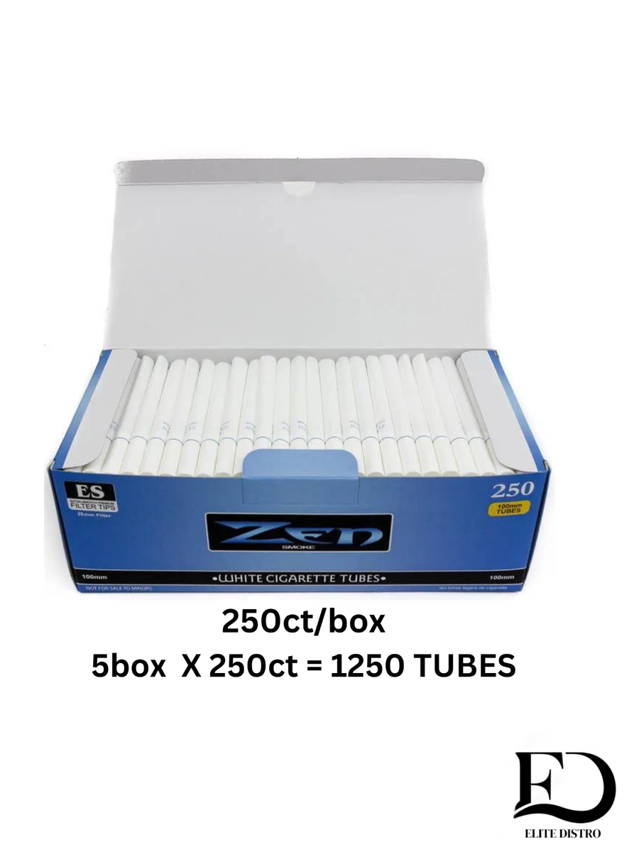 ZEN white tubes 100MM 5 boxes x (250ct/box) 1250 Total tubes