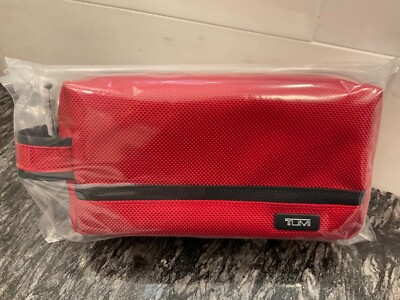 Tumi Red Black Small Kit Travel Accessory Zipper Pouch Bag