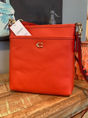 NWT COACH KITT Messenger Crossbody Bag In RED ORANGE $175 | eBay