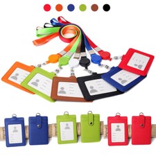 PU Leather ID Holder Work Card Case Card Cover Protector Case Name Badges Hold