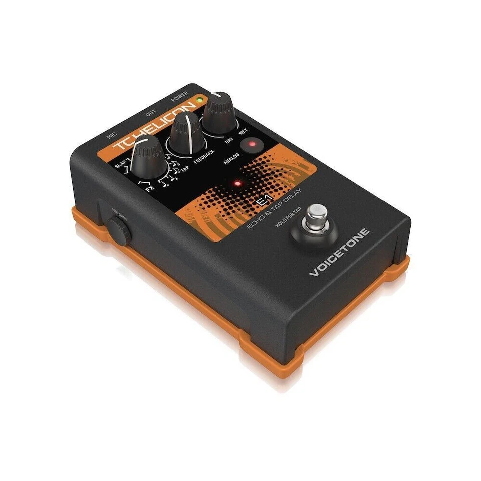 TC-Helicon VoiceTone E1 Echo Tap Delay Pedal Effects Processor JP Tabletop 420g - Image 2 of 4