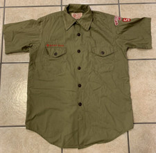 Vintage Youth Large Boy Scouts of America Green Shirt Official Uniform Shirt