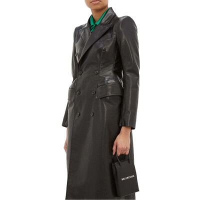 URBAN Women's Genuine Black Lambskin Real Leather Trench Women