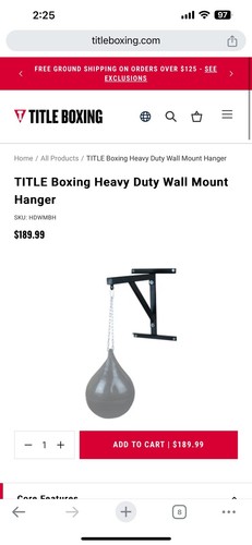TITLE Boxing Heavy Duty Punching Bag Wall Mount Hanger. Heavybag Stand - Picture 2 of 4