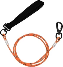 5FT Chew Proof Metal Dog Leash with Comfortable Handle, Heavy Duty Steel Cable L