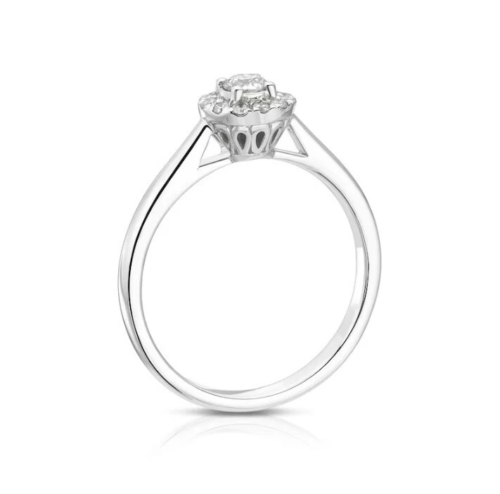 Round Cut Lab grown Diamond Halo Set Solid 10K White Gold Wedding Ring - Image 3 of 4