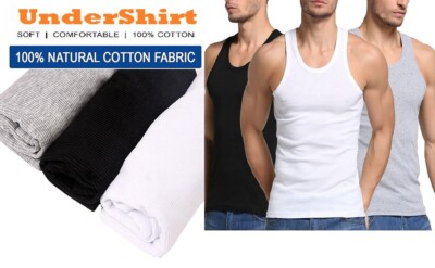 EFit 3-12 Packs Men 100% Cotton Ribbed Tank Top A-Shirt Wife Beater Undershirts