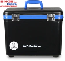 Engel 19qt Leak-Proof, Air Tight, Hard Sided Cooler / Lunchbox Black & Blue