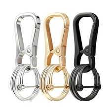 Keychain Clip with Key Rings and D Ring, Metal Key 3 Pcs Black gold silver