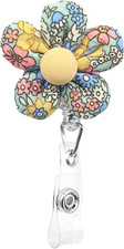Flower Badge Reel Holder Retractable Clip Cute Floral Badge Reels Decorative Dai