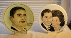 Two Fenton Opal & Custard Satin Plates Barack & Michelle Obama Marilyn Wagner