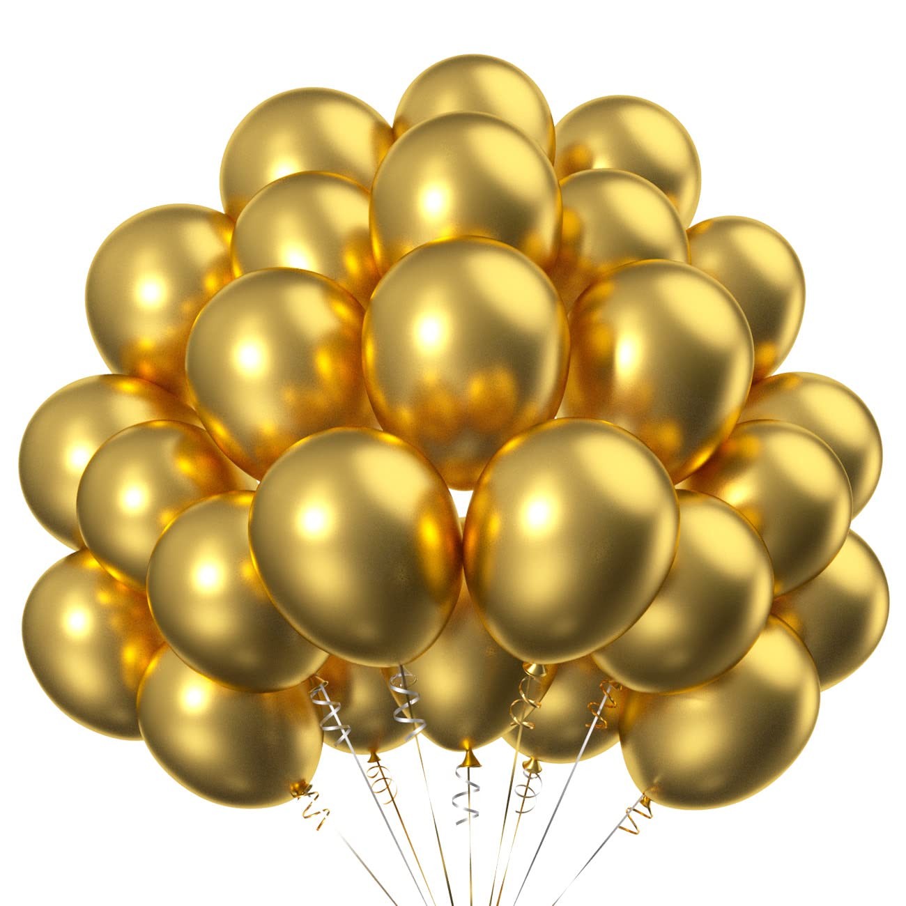 50 Ballons Dorés Métalliques 12 Pouces pour Décoration d'Anniversaire et Fête