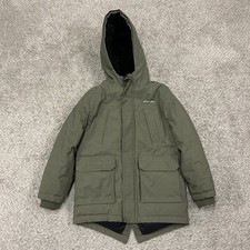 Eddie Bauer Superior Down Parka Jacket Kids XS 5/6 Green Full Zip Sherpa Lined