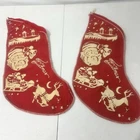 2 Vintage Red Felt & Stenciled Christmas Stockings 18” 1940’s Or 50’s