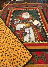 Gorgeous Christmas Santa Quilt With Sewn In Panel For Hanging 47"x56"