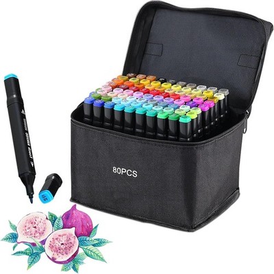 Alkoholmarker, 80 Farben Marker Set, doppelseitige Filzstifte mit Doppelspitze