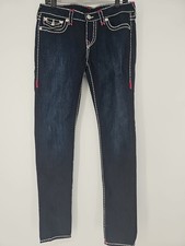 Vintage True Religion Julie Big T Mid-Rise Jeans 31 Pink Embroidered 1990