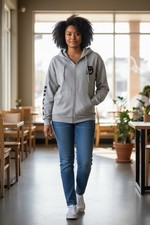 Walt Disney World Castle Mickey Embroidered Zip Up Hoodie-Heathered Grey XL