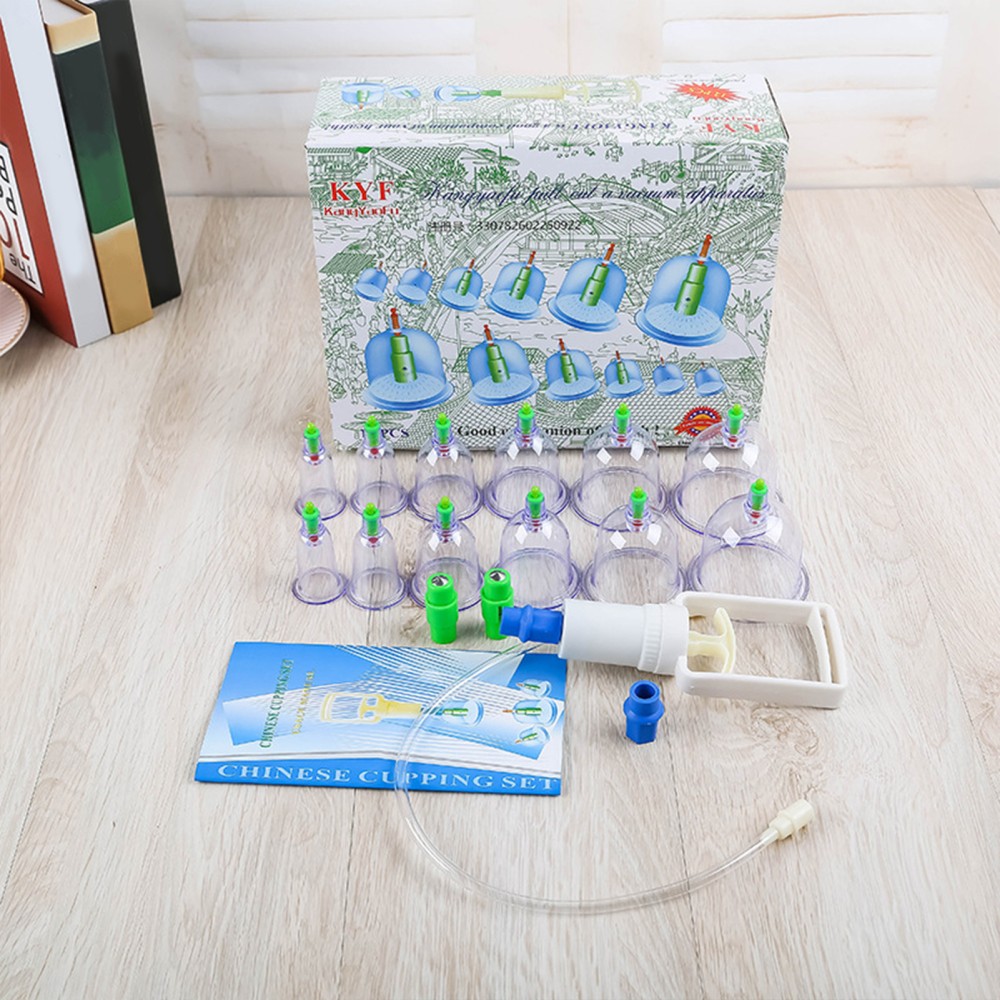 Vacuum Cupping Set 12 Pcs Air Pump Therapy Kit for Body Muscle Pain Relief Blue