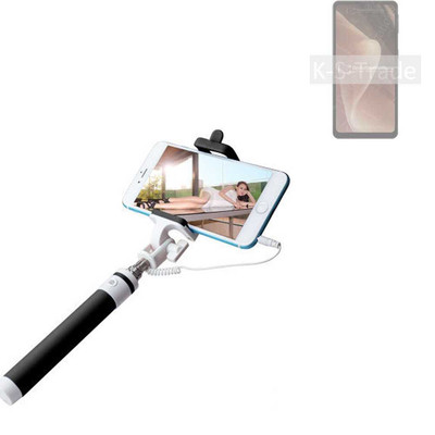 Selfie Stick für Sharp Aquos Sense7 Plus m. Kabel schwarz Monopod Selfiestick F