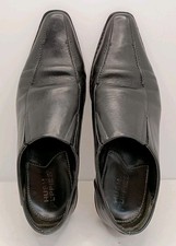 Zapato para caminar Hush Puppies para mujer de cuero negro con punta sin cordones de tacón bajo talla 6