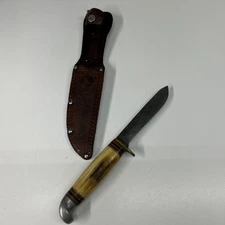 Marbles Ideal Knife 3.5” Hunter Knife Stag Handle Gladstone MI Antique Vintage