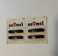 Vtg 90s Scunci 15656 Auto Clasp Barrettes Clips 2 Pack Tortoise Brown Lot Of 2