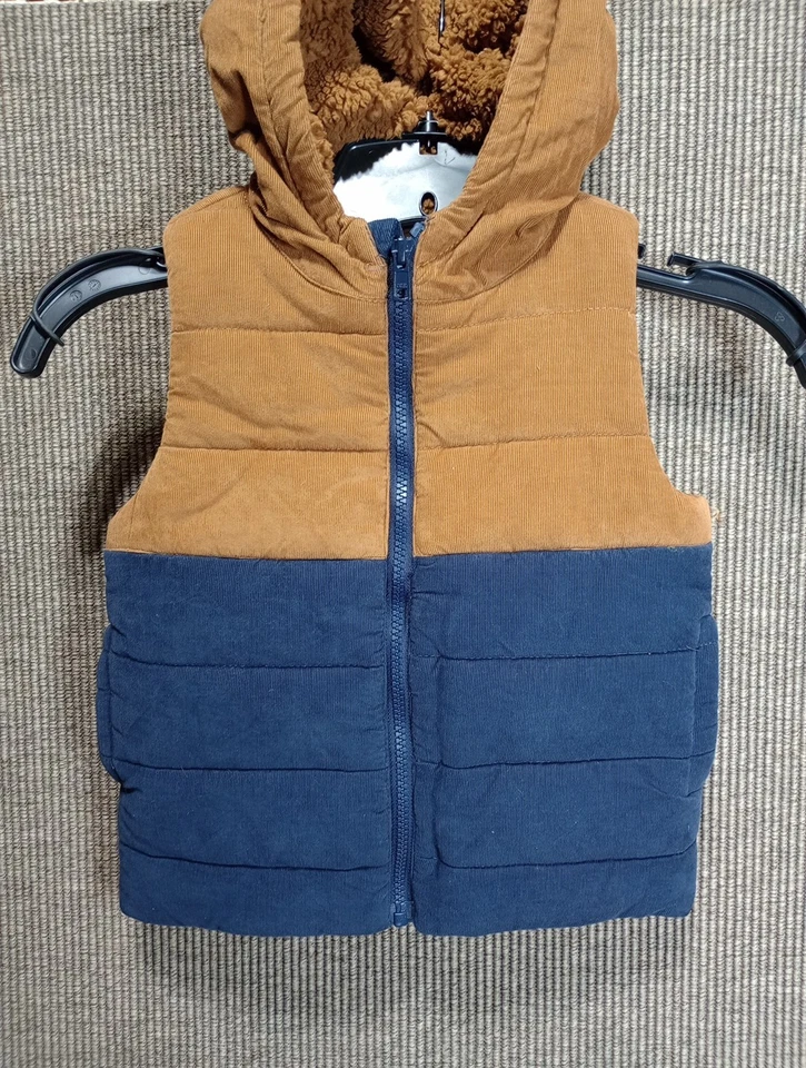 Tommy Bahama Caqui Marrón Azul Marino Pana Chaleco con Capucha Niños Talla 4T Foto 2 de 4